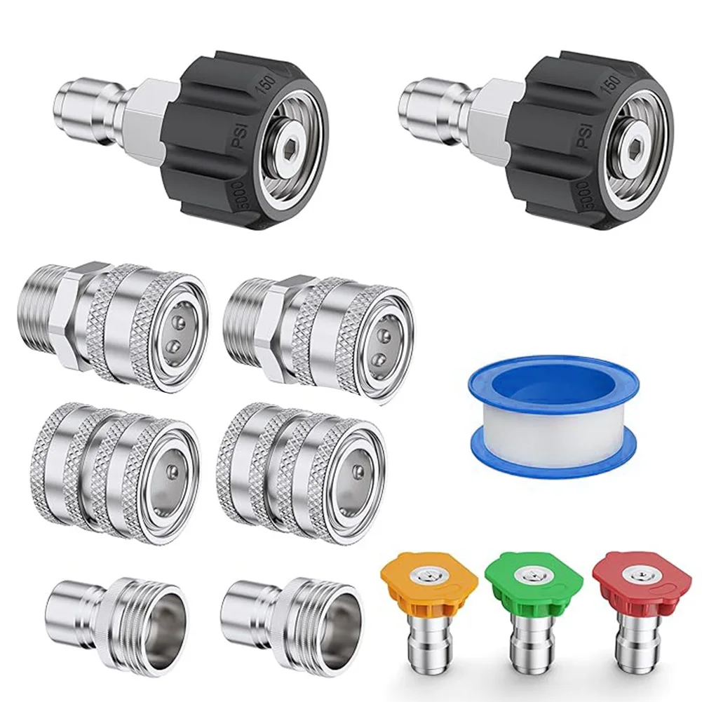 

1pc Pressure Washer Adapter Set Efficient Connects Quick Disconnect Kit With Nozzles Metal Pressure Washers Cleaning Tools