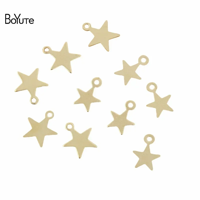 

BoYuTe (500 Pieces/Lot) 6MM 8MM Metal Brass Stamping Star Charms for Jewelry Making Diy Handmade Materials Wholesale