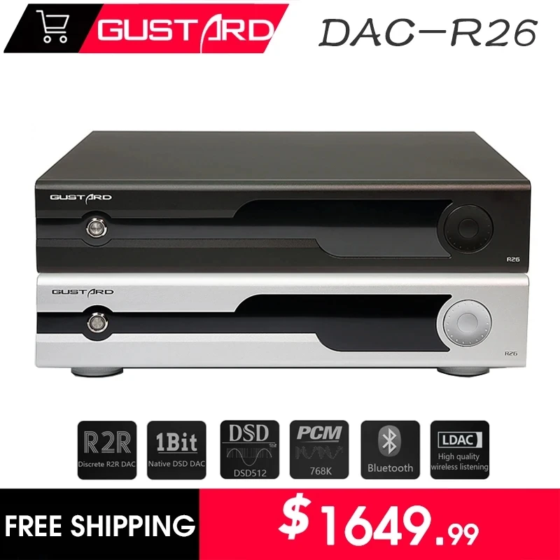 GUSTARD DAC-R26 Discrete R2R DAC Digital Audio Decoder R26 PRO Lossless With Streamer 10M Clock in DSD512 PCM768kHz Bluetooth
GUSTARD DAC-R26 Discrete R2R DAC Digital Audio Decoder R26 PRO Lossless With Streamer 10M Clock in DSD512 PCM768kHz Bluetooth