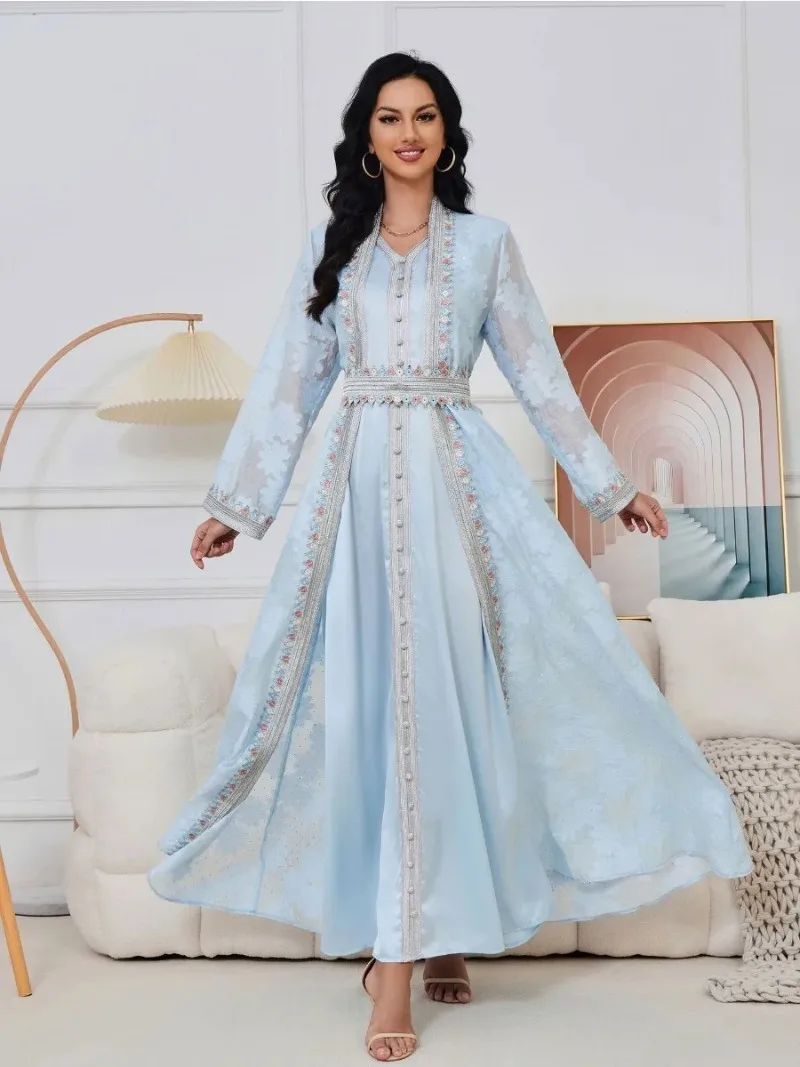 Eid арабское мусульманское платье Женская абайя с внутренним платьем комплект из 2 частей Jalabiya Марокко Кафтан платья Дубай Рамадан Халат
Eid арабское мусульманское платье Женская абайя с внутренним платьем комплект из 2 частей Jalabiya Марокко Кафтан платья Дубай Рамадан Халат
