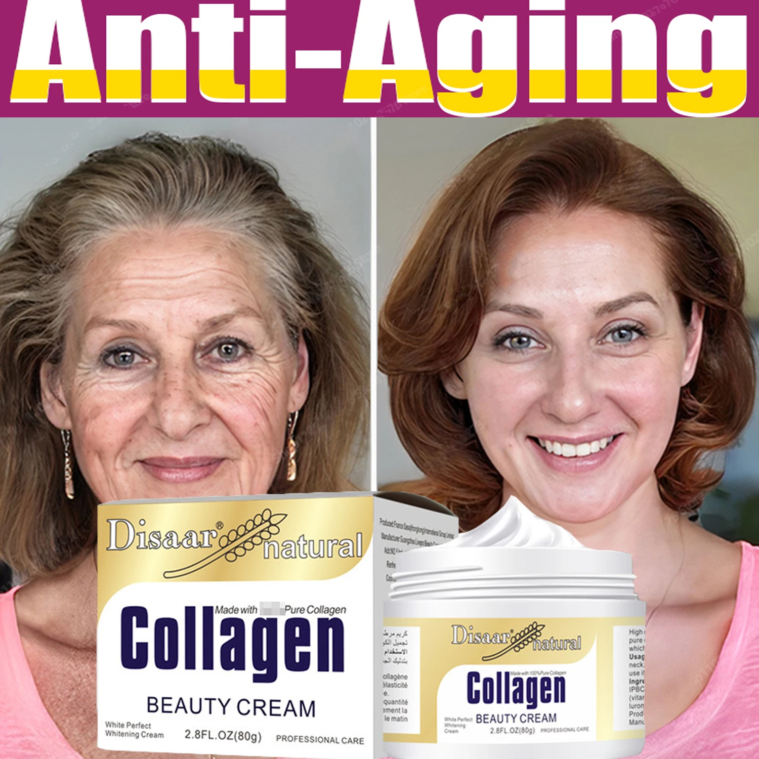 80g Collagen Wrinkle Removal Face Cream Anti-aging Firming Lifting Fade Fine Lines Moisturizing Whitening Skin Care Cosmetics
80g Collagen Wrinkle Removal Face Cream Anti-aging Firming Lifting Fade Fine Lines Moisturizing Whitening Skin Care Cosmetics