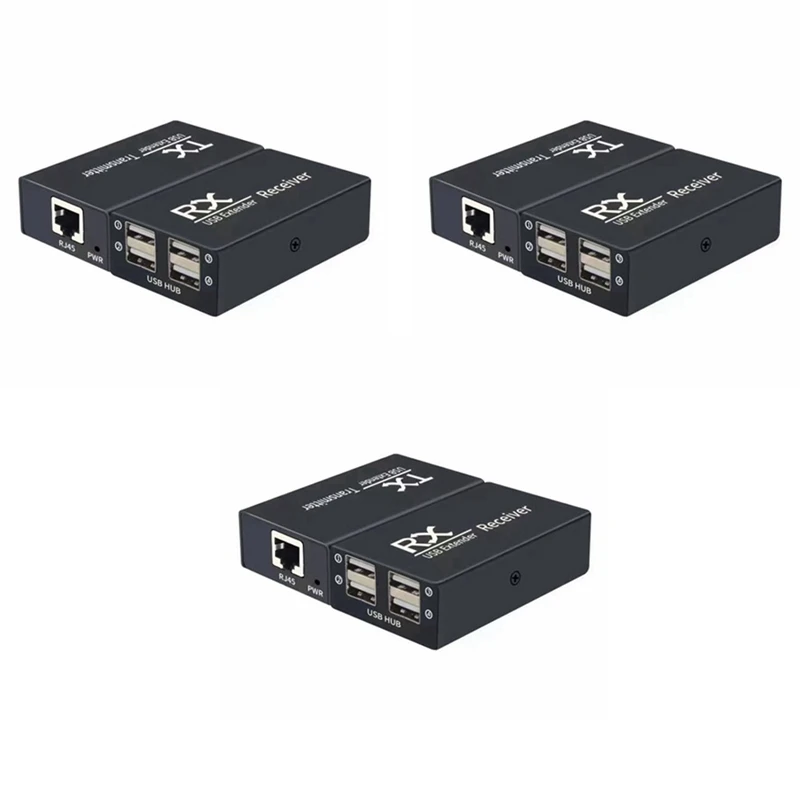 

ABGZ-3X 120M USB Extender 4 Port USB1.1 Hub Extender Over RJ45 Ethernet USB UTP Extension Transmitter Receiver-EU Plug