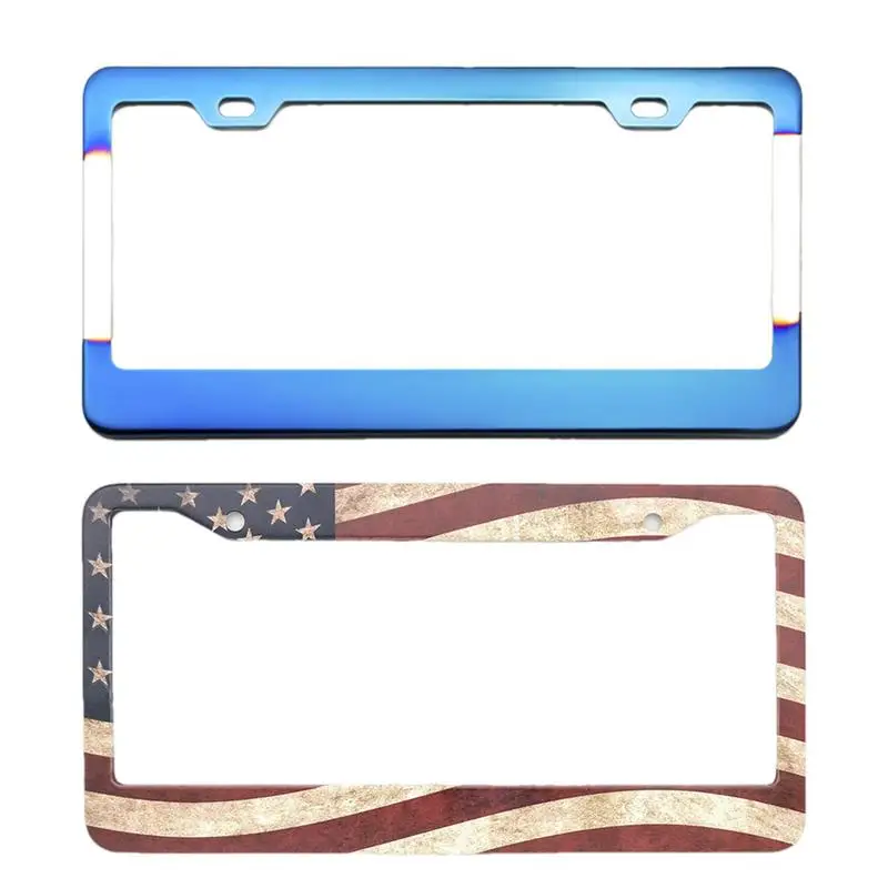 

License Plate Frame Exterior Car Accessories Metal License Plate Frame with 2 Holes Rust Proof for Front and Rear Car Tags