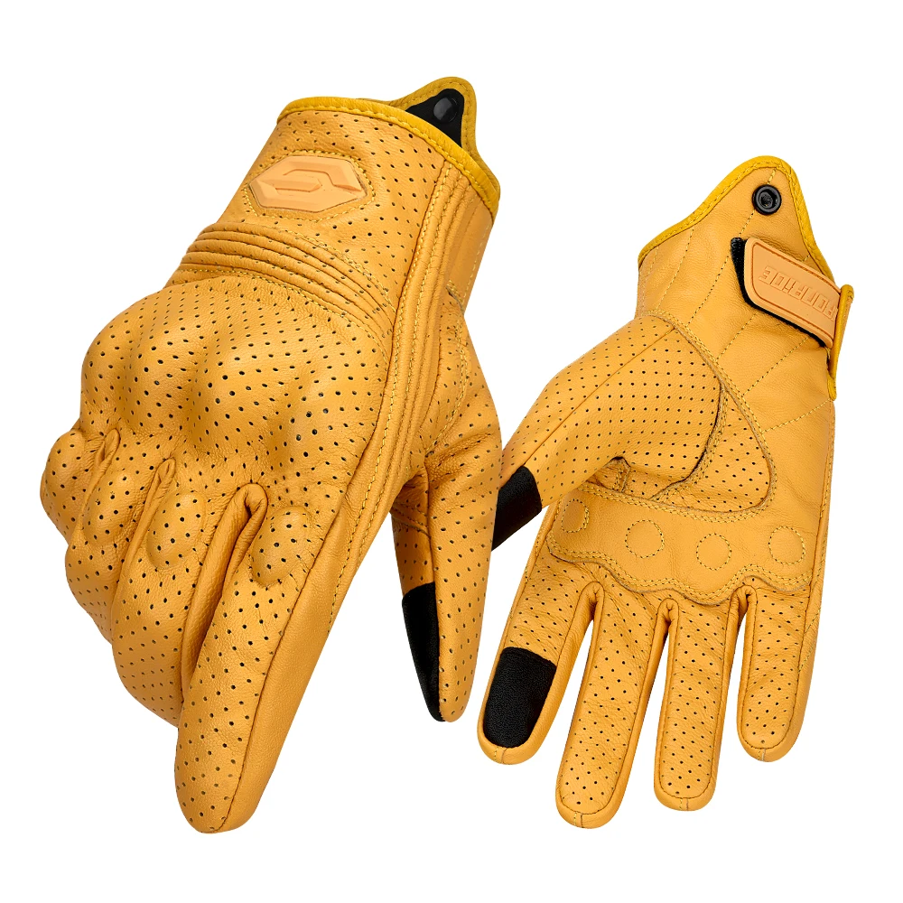 Vintage Leather Motorcycle Gloves Summer Breathable Unisex Biker Gloves With Anti-Slip Ventilation Design Motorbike Ride Glove Vintage Leather Motorcycle Gloves Summer Breathable Unisex Biker Gloves With Anti-Slip Ventilation Design Motorbike Ride Glove