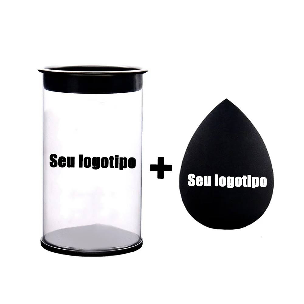 

25pcs Custom Logo Black Box Beauty Egg Cosmetic Blender with box Make Up Private Label Latex Free Clear Box Sponge