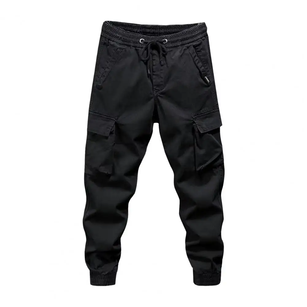 

Elastic Waistband Pants Men's Cargo Pants with Drawstring Waist Multiple Pockets for Daily Sports Streetwear Comfortable