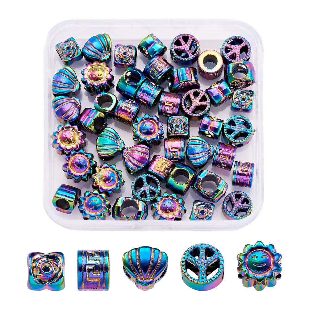 50Pcs Rainbow Color Alloy European Beads Mixed Shape Large Hole Beads Vintage Bangle Bracelet Spacer Bead DIY Jewelry Making
50Pcs Rainbow Color Alloy European Beads Mixed Shape Large Hole Beads Vintage Bangle Bracelet Spacer Bead DIY Jewelry Making