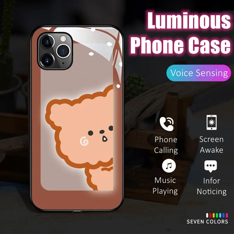 Kawaii Voice Sensing LED Light Glowing Luminous Tempered Glass Phone Case for iPhone 11 12 13 14 15 X Xs Xr Mini Pro Max Plus
Kawaii Voice Sensing LED Light Glowing Luminous Tempered Glass Phone Case for iPhone 11 12 13 14 15 X Xs Xr Mini Pro Max Plus