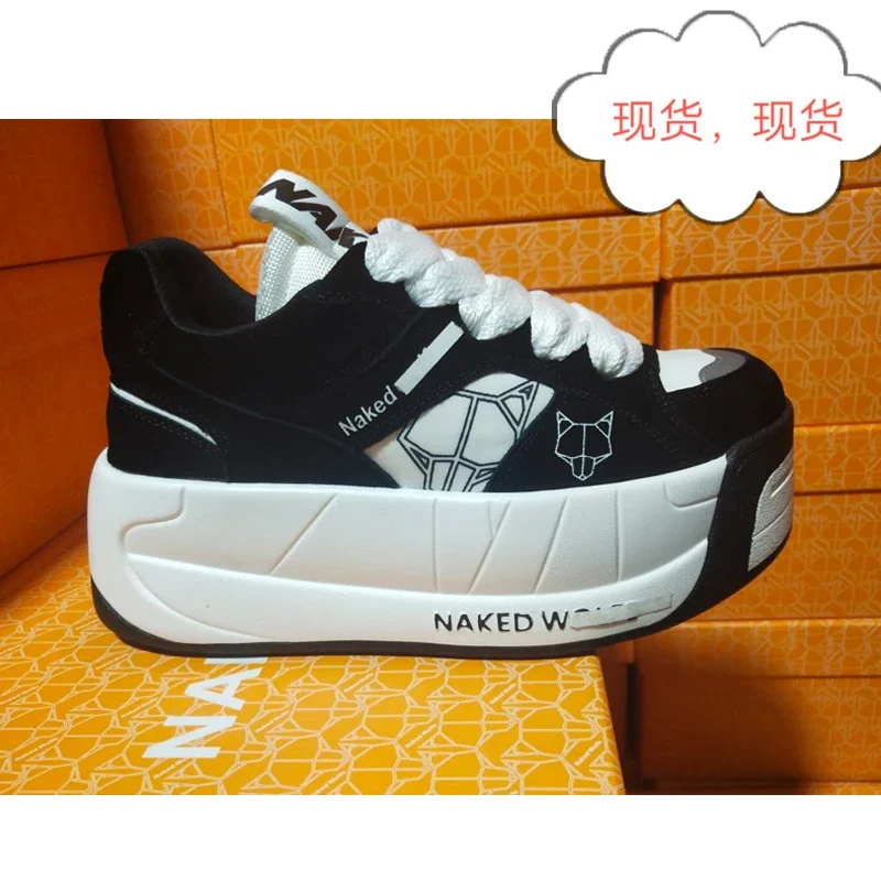 

Buy Shoes European American brand 's 2023 thick sole casual Naked Wolfe Snatch Black White Low Top Sneakers new designer