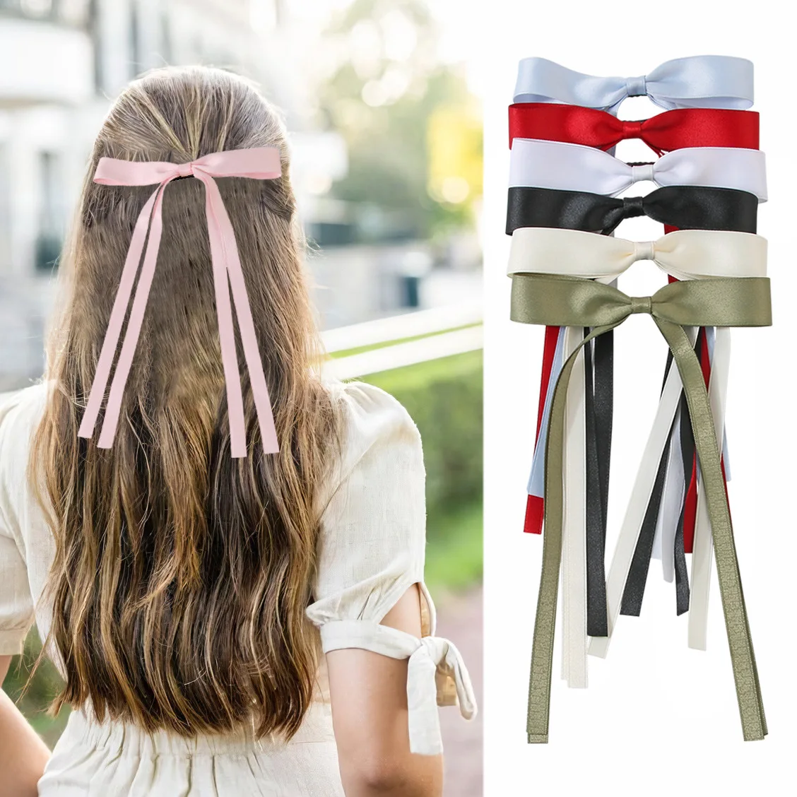 

Elegant Double Layer Ribbon Bow Hair Clip Hair Accessories Ribbon Tassel Bowknot Hairpin Braided Long Ribbon Hair Barrettes