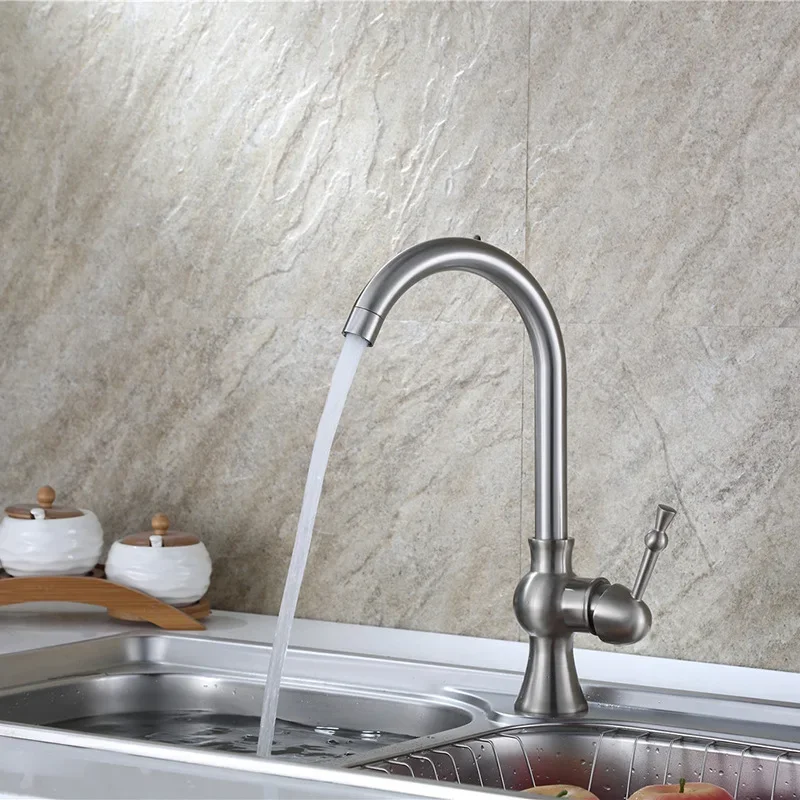 

kitchen brushed nickel basin faucet a faucet single handle hot&cold mixer tap deck mounted torneira crane Vidric Faucet