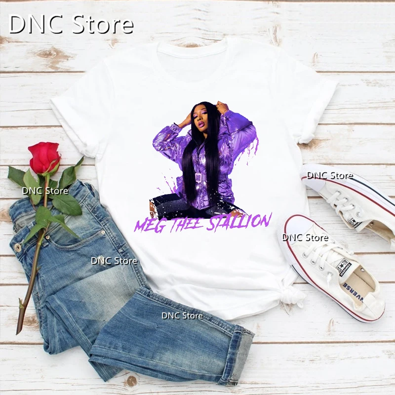 

Tee Shirt Femme Rapper Megan Thee Stallion Graphic Print Women T-Shirts Music Lovers Femme T Shirts Fashion Women'S tumblr tops