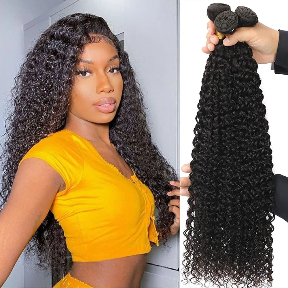 

Curly Bundles 100% Human Hair Bundles 8-32inch Virgin Hair 1 3 4 Bundles Malaysian Weave Human Hair Extensions Kinky Curly Hair