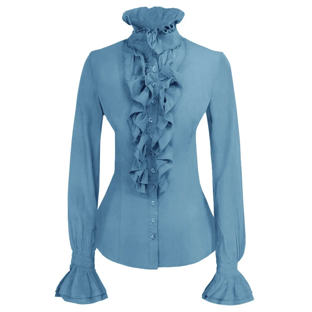 KK Women's Tops Ruffles Decorated Shirt Medieval Vintage Long Sleeve Stand Collar Ruched Elegant Sweet Blusas Ladies Clothes
KK Women's Tops Ruffles Decorated Shirt Medieval Vintage Long Sleeve Stand Collar Ruched Elegant Sweet Blusas Ladies Clothes