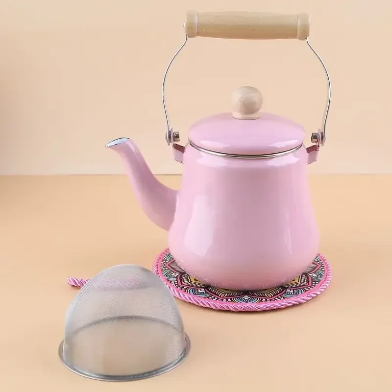 

Портативный эмалированный чайник со свистком чайный чайник чайники для кипячения воды индукционная плита посуда для кухни