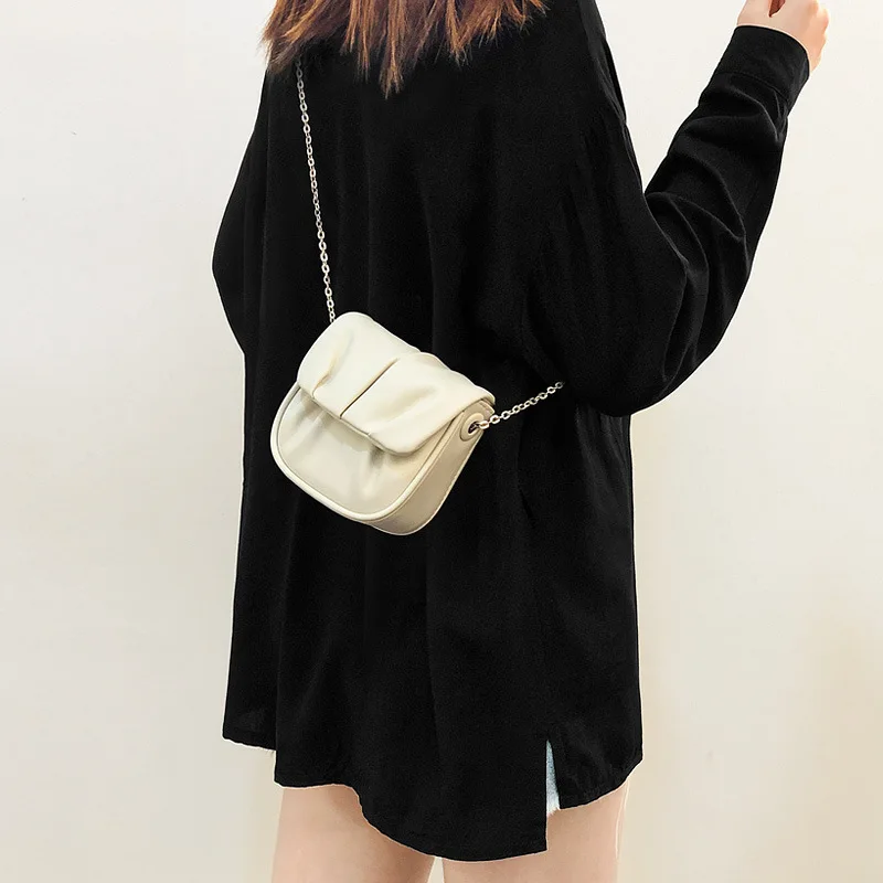Pleated Design Women's Small Shoulder Bags Soft PU Leather Ladies Chain Purse Crossbody Bag Solid Color Female Clutch Handbags 
Pleated Design Women's Small Shoulder Bags Soft PU Leather Ladies Chain Purse Crossbody Bag Solid Color Female Clutch Handbags