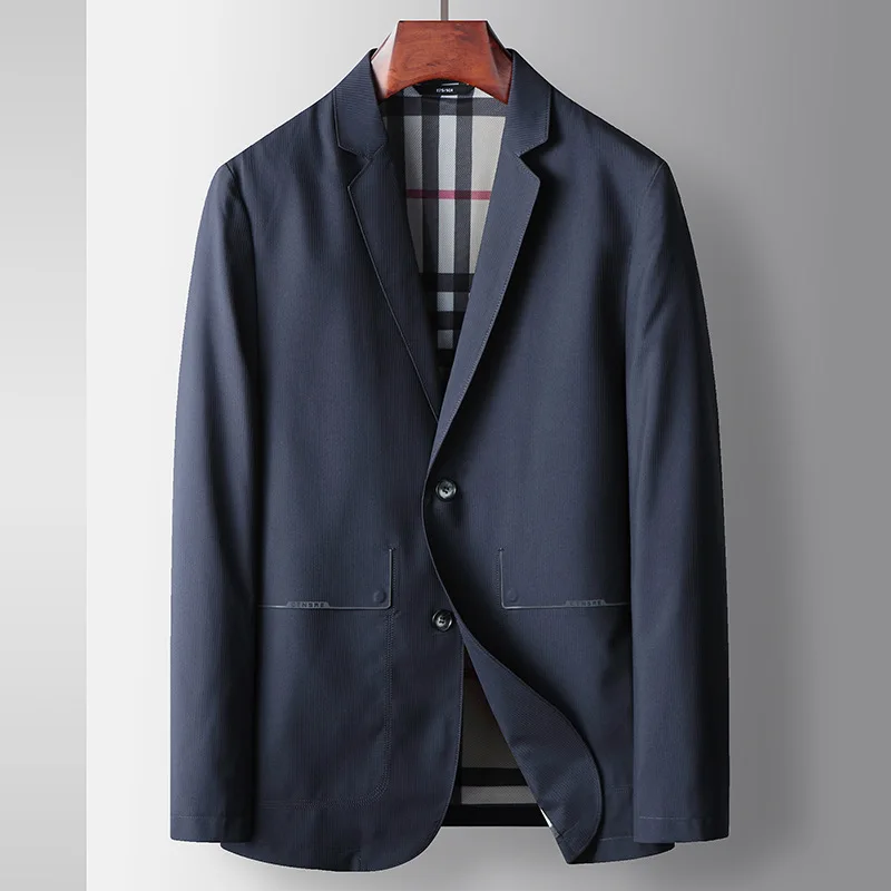 

L-Spring fashion brand casual suit jacket men's niche high-grade design sense of white denim patchwork suit