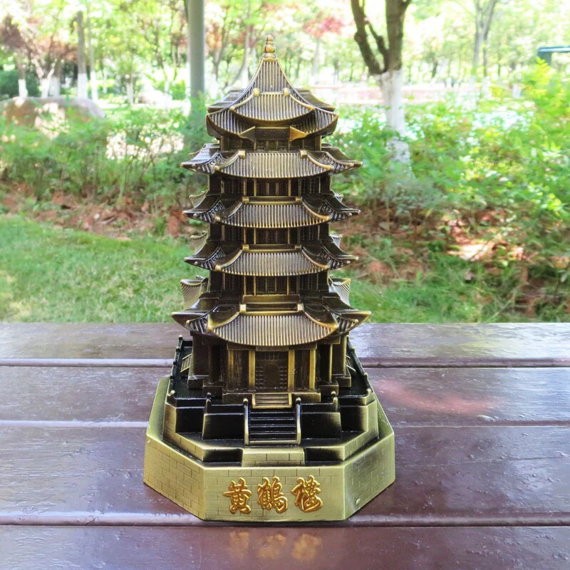 

Zinc alloy yellow crane tower model ornaments featured tourist souvenirs of ancient buildings in Wuhan, Hubei China Scenic Spot