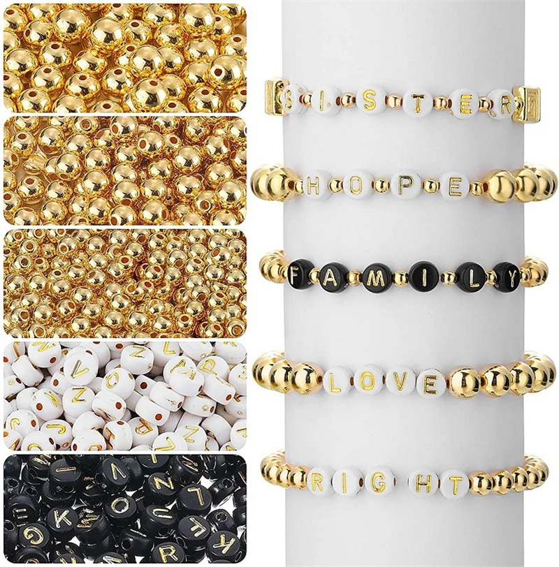1600pcs White Black Mix Alphabet Acrylic Beads Gold Color Loose Beads for Bracelet Necklace Earring Diy Handmade Jewelry Making
1600pcs White Black Mix Alphabet Acrylic Beads Gold Color Loose Beads for Bracelet Necklace Earring Diy Handmade Jewelry Making