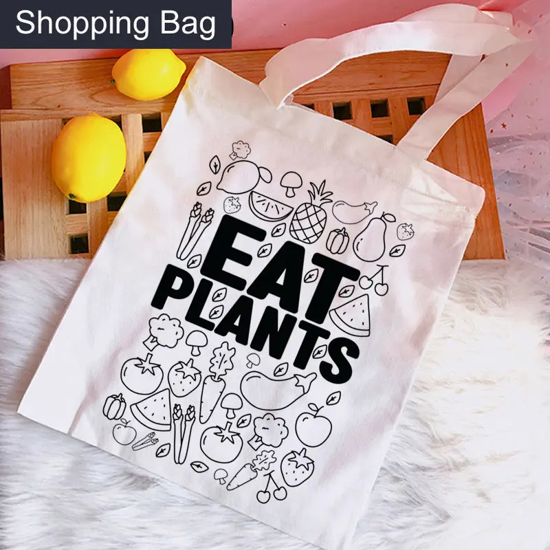 Tote Bag Eat Plants Shopping Bag Cotton Handbag Canvas Grocery Bag Bolsas Ecologicas Reusable Boodschappentas Foldable Sac Toile
Tote Bag Eat Plants Shopping Bag Cotton Handbag Canvas Grocery Bag Bolsas Ecologicas Reusable Boodschappentas Foldable Sac Toile