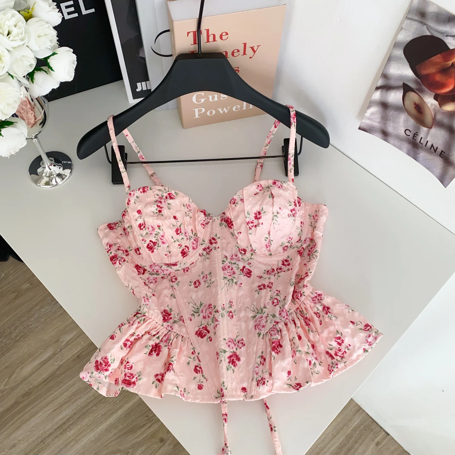 Sexy Slim Corset ruffle print Chic Korean Camis Tank Top Basic Fashion Off Shoulder Summer Women Clothing 58 S866f3c9a41264b4bad12de5b8ccc8a9as