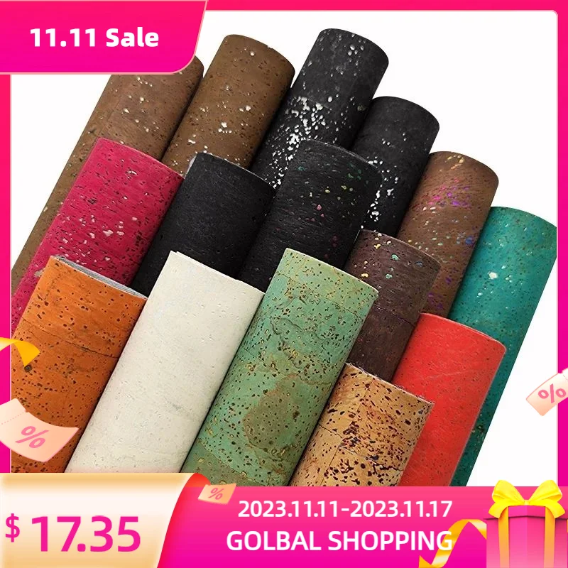 

46x135cm Cork Leather Thin Wood Grain PU Synthetic Fabric Sheet for Making crafts Shoe Bag Decorative DIY Craft Sewing