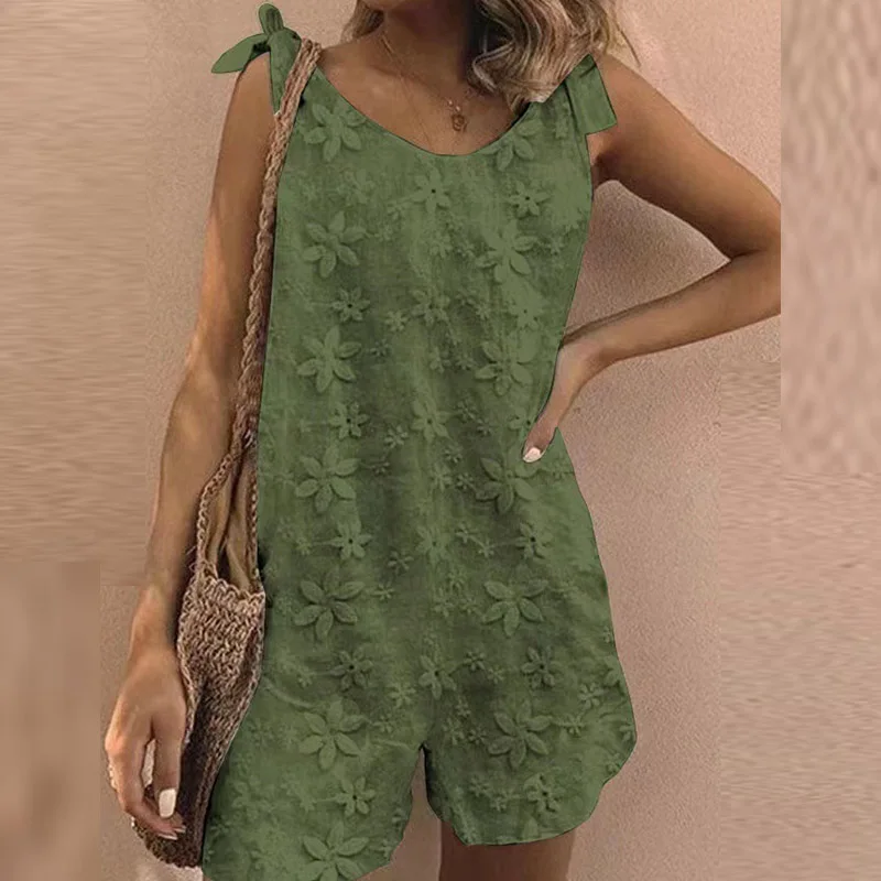 Fashion Solid Cotton Linen Shorts Playsuit Women Elegant Loose Tie-up Bow Straps Beach Jumpsuit Lady Embroidered Overalls Romper
Fashion Solid Cotton Linen Shorts Playsuit Women Elegant Loose Tie-up Bow Straps Beach Jumpsuit Lady Embroidered Overalls Romper