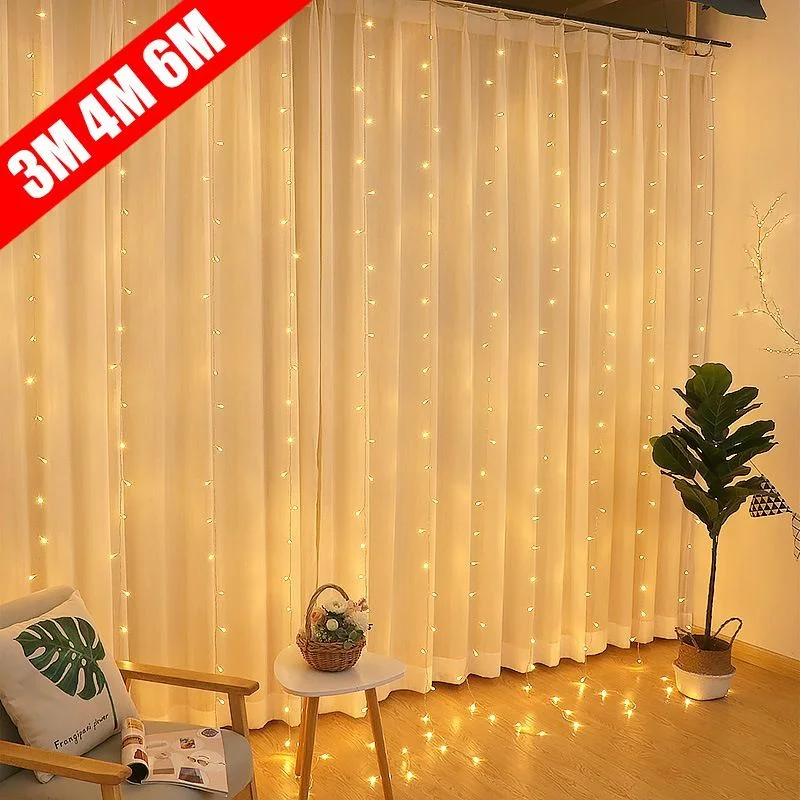 

3/4/6M New Year Garland LED Curtain Garland on The Window USB Festoon Fairy Lights with Remote Led Lights Christmas Decoration