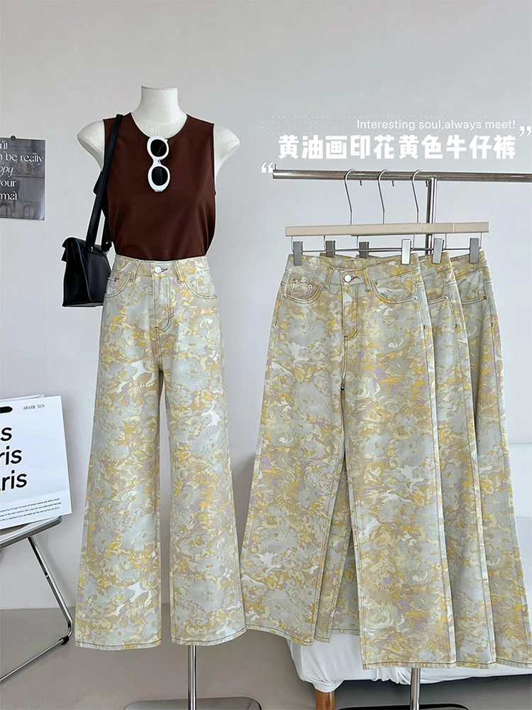 2023 Harajuku Denim Wide Leg Pants High Waist Fashion Flowers Print Jeans Lift Hips Show Thin Casual Trousers Korean Retro Trend
2023 Harajuku Denim Wide Leg Pants High Waist Fashion Flowers Print Jeans Lift Hips Show Thin Casual Trousers Korean Retro Trend