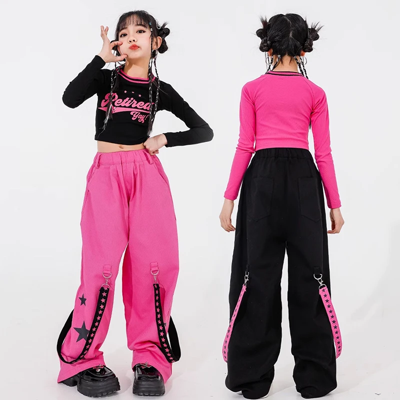 

Girls Street Dance Costume Hip Hop Clothes Streetwear Jazz Dancing Performance Clothing Kpop Outfit Crop Tops Pants DL11697