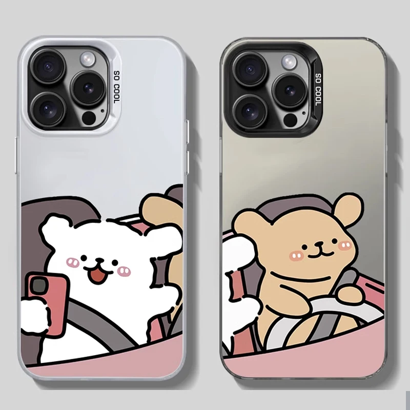 Electroplate Silver IMD Case for IPhone 11 12 13 14 15 16 Pro Max X XS XR SE2 7 8 Plus Cute Drive Dogs Couple Paired Phone Cover Electroplate Silver IMD Case for IPhone 11 12 13 14 15 16 Pro Max X XS XR SE2 7 8 Plus Cute Drive Dogs Couple Paired Phone Cover