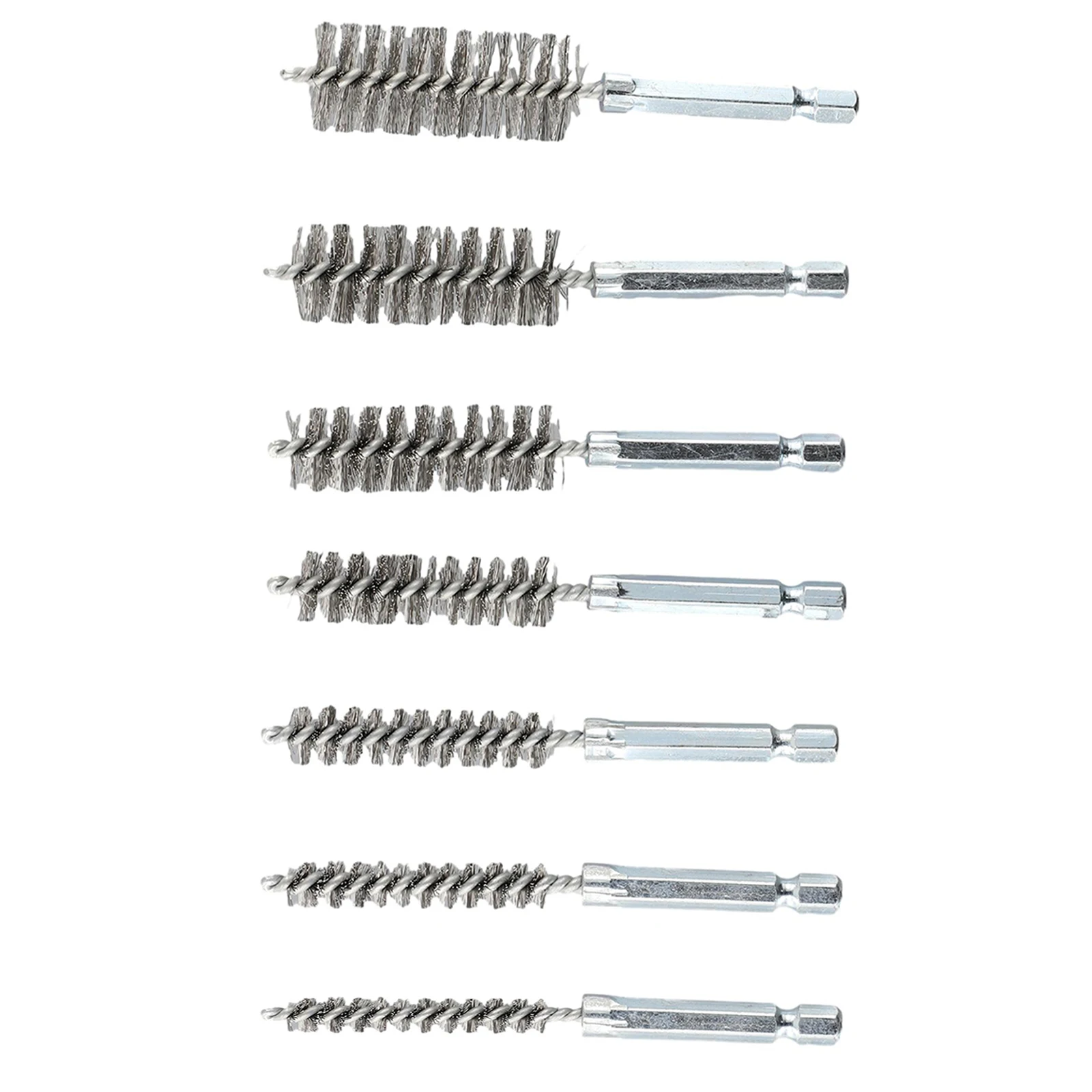 7 Piece Stainless Steel Bore Brushes Variety of Sizes Suitable Replacement for Hand Wire Brushes Ideal for Confined Areas
7 Piece Stainless Steel Bore Brushes Variety of Sizes Suitable Replacement for Hand Wire Brushes Ideal for Confined Areas