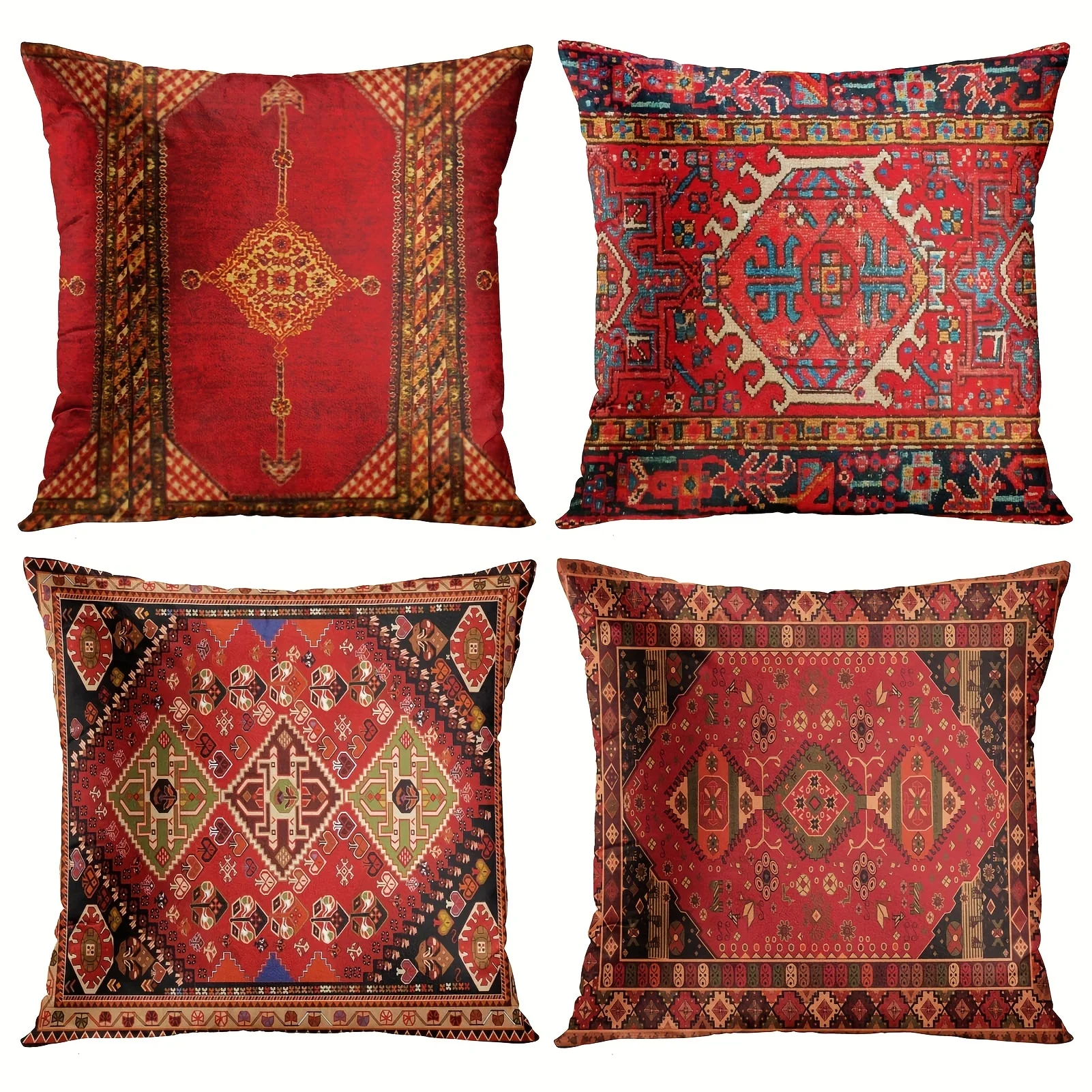 4pcs Geometric Persian Throw Pillow Covers Oriental Boho Pillow Cases Colorful Red Tribal Decorative for Couch Sofa Home Decor
4pcs Geometric Persian Throw Pillow Covers Oriental Boho Pillow Cases Colorful Red Tribal Decorative for Couch Sofa Home Decor