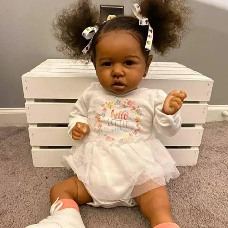55cm Black Skin Tone Saskia Reborn Baby Doll lifelike very soft touch full silicone Body Girl Bebe Bonecas Gift
55cm Black Skin Tone Saskia Reborn Baby Doll lifelike very soft touch full silicone Body Girl Bebe Bonecas Gift