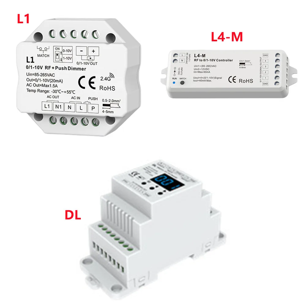 

DMX Address controller 0/1-10V Signal Converter RF 0/1-10V dimmer and DMX 0/1-10V decoder, output 1 or 4 channel 0/1-10V signal