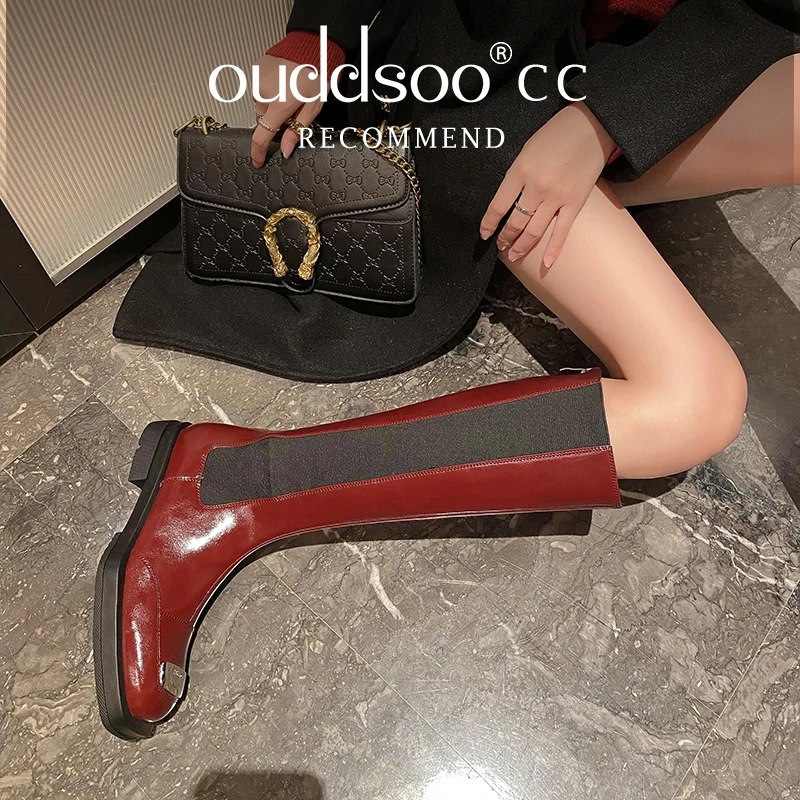ODS Red Autumn Winter Fashion Popular Women Knee High Boots Thick Heels Back Zipper Shoes Woman Genuine Leather Motorcycle Boots
ODS Red Autumn Winter Fashion Popular Women Knee High Boots Thick Heels Back Zipper Shoes Woman Genuine Leather Motorcycle Boots