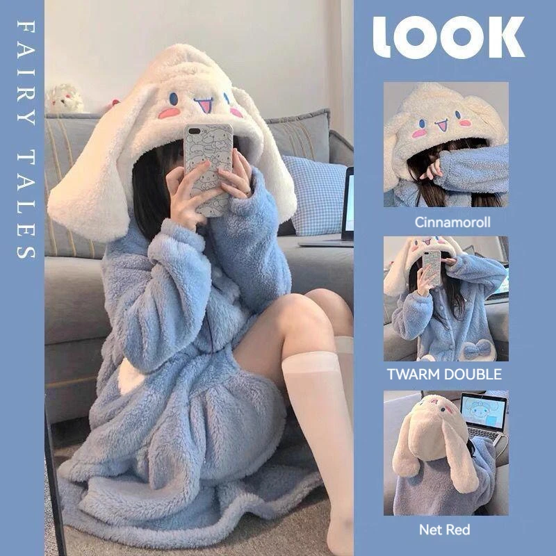 Sanrio Cosplay Hello Kitty Cute Cinnamoroll Coral Fleece Pajamas My Melody Warm Loose Dressing Kuromi Gowns Loungewear
Sanrio Cosplay Hello Kitty Cute Cinnamoroll Coral Fleece Pajamas My Melody Warm Loose Dressing Kuromi Gowns Loungewear