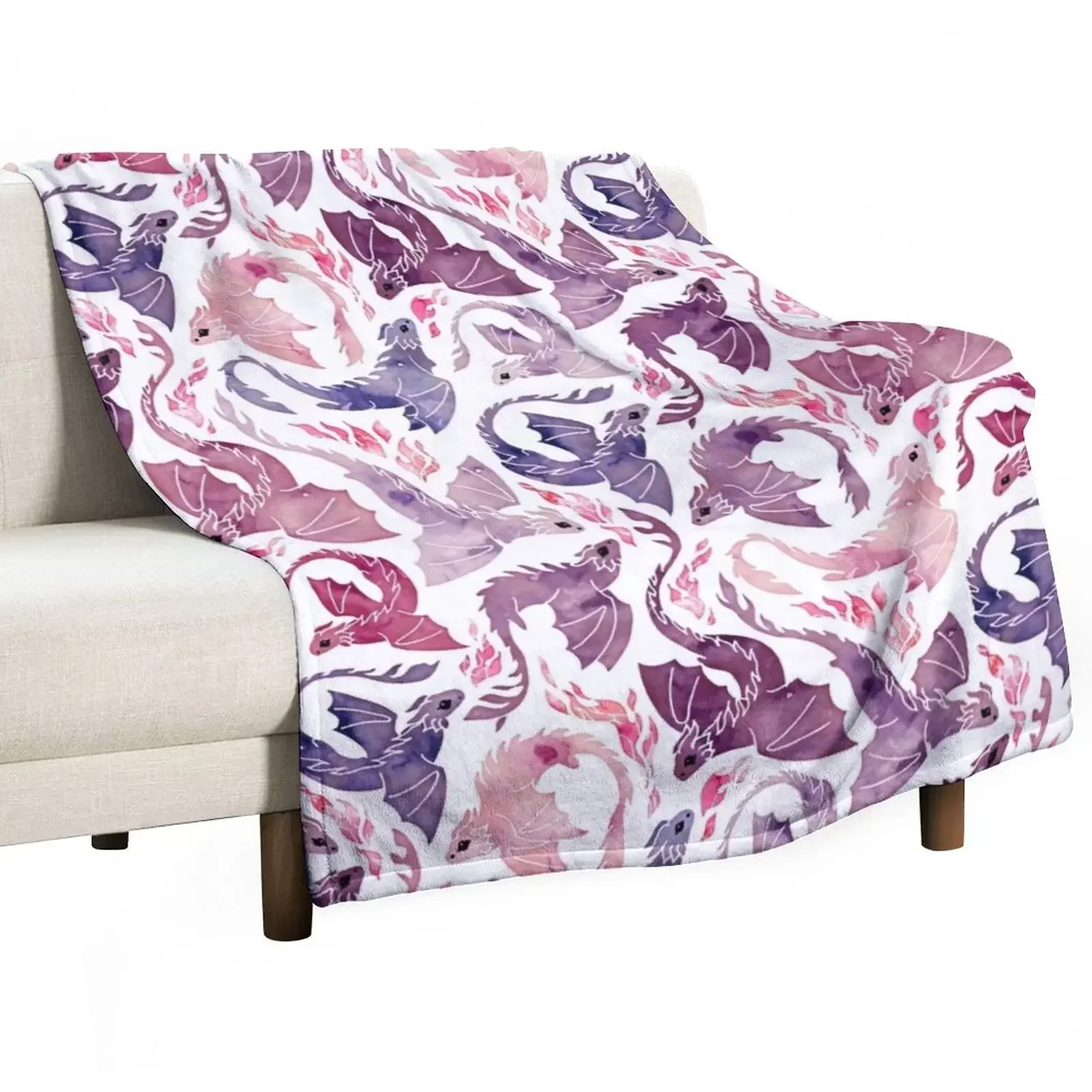 

Розовое и фиолетовое одеяло Dragon fire, одеяла для детей, тепловые одеяла для путешествий, Плюшевые красивые одеяла