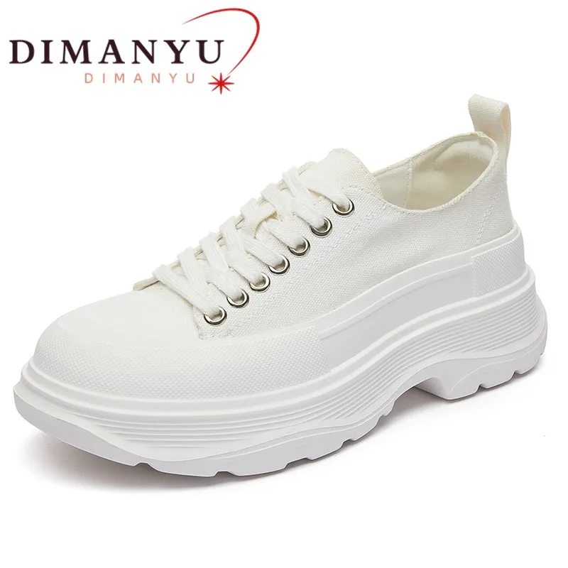 

DIMANYU Canvas Sneakers Women 2023 New Large Size 41 42 43 Platform Autumn Shoes Ladies Lace Up Fashion Women Casual Sneakers