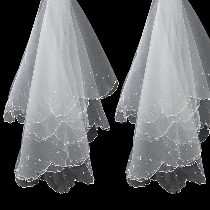 Bridal Pearl Wedding Dress Layers Tulle Ribbon Edge Veils Women Accessories
Bridal Pearl Wedding Dress Layers Tulle Ribbon Edge Veils Women Accessories
