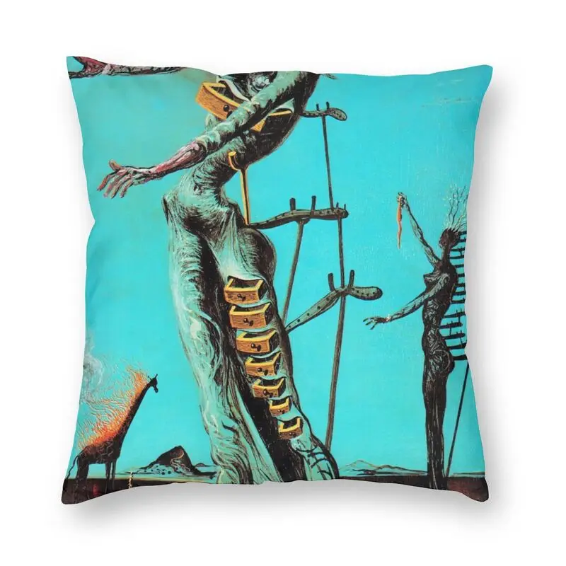 

Salvador Dali Painting Art Cushion Cover 3D Print The Burning Giraffe Throw Pillow Case for Sofa Cool Pillowcase Home Decorative