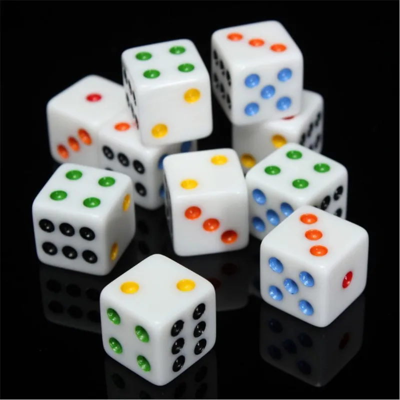 10 Pcs/lot 16mm Colorful Point Dice Puzzle Game D6 Sided Square Corner Dice Funny Board Games Accessory
10 Pcs/lot 16mm Colorful Point Dice Puzzle Game D6 Sided Square Corner Dice Funny Board Games Accessory