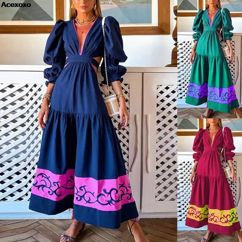 Summer new women's fashion casual temperament V-neck hollow slim puffy sleeve dress
Summer new women's fashion casual temperament V-neck hollow slim puffy sleeve dress
