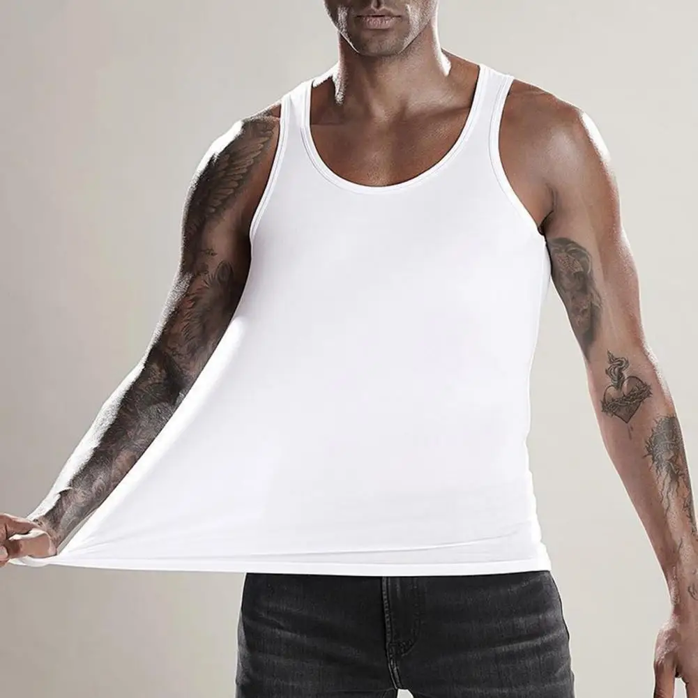 

Men Vest Quick-drying Men's Gym Tank Top with Sweat Absorption Technology Slim Fit Solid Color Sleeveless Vest for Casual