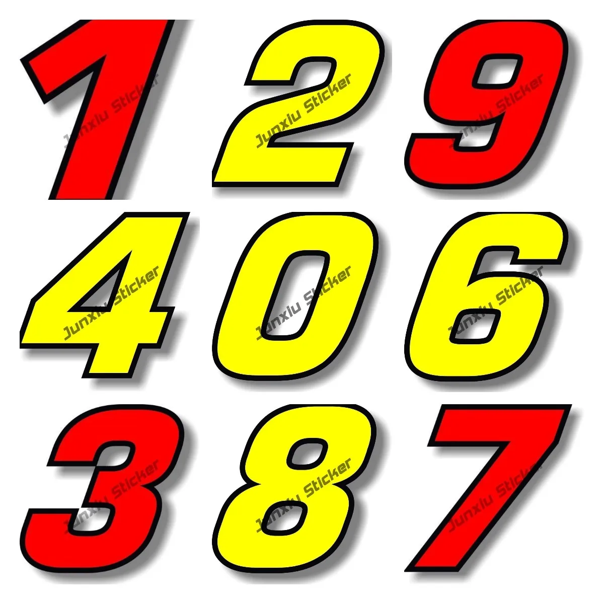 Stickers Yellow Red with Black Border Race Numbers 0123456789 Vinyl Sticker Graphic Car Accessories Reflective Number Car Wrap
Stickers Yellow Red with Black Border Race Numbers 0123456789 Vinyl Sticker Graphic Car Accessories Reflective Number Car Wrap