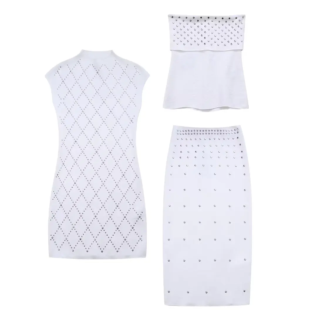 Women's 2024 New Unique Fashion Rivet Decoration Elastic Slim Fit Knitted Mini Dress Retro Sleeveless Women's Dress Mujer
Women's 2024 New Unique Fashion Rivet Decoration Elastic Slim Fit Knitted Mini Dress Retro Sleeveless Women's Dress Mujer