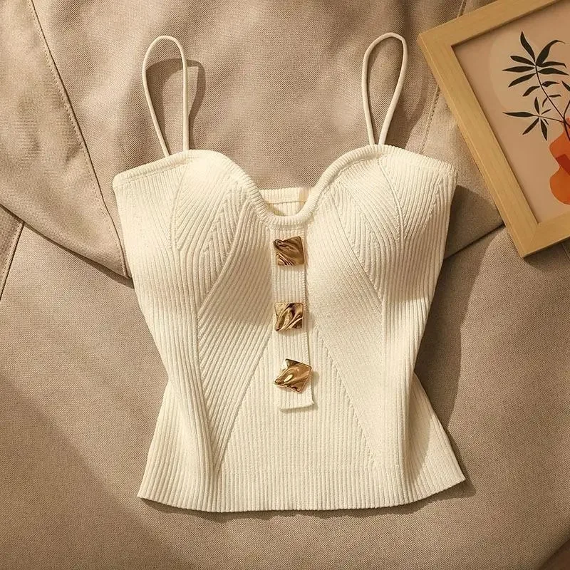 

French Style Cross-knit Suspender Women's Summer Wear Sexy Beauty Camisole Slim High-end Bottom Bandeau Top