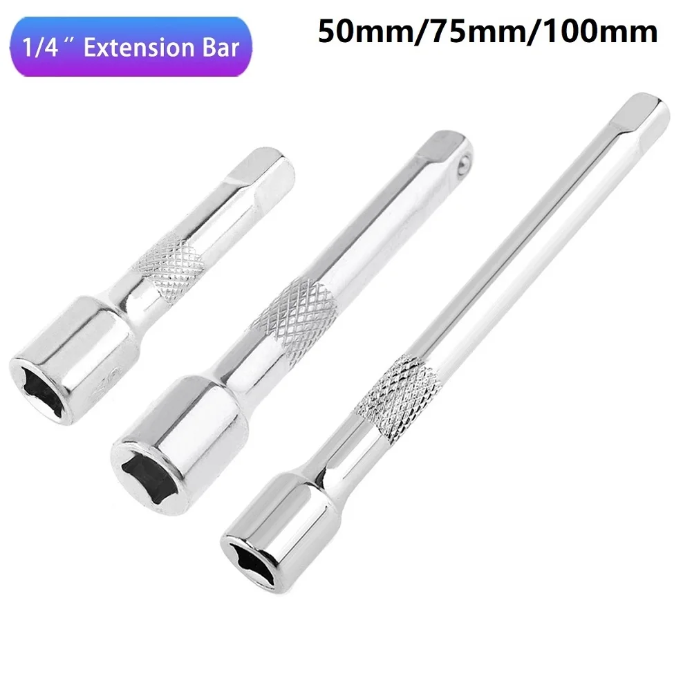 1/4 Inch Chromed Steel Extension Bar Ratchet Socket Wrench Adapter 50/75/100MM Hand Adjustment Hand Tools Long Bar Socket Extend
1/4 Inch Chromed Steel Extension Bar Ratchet Socket Wrench Adapter 50/75/100MM Hand Adjustment Hand Tools Long Bar Socket Extend