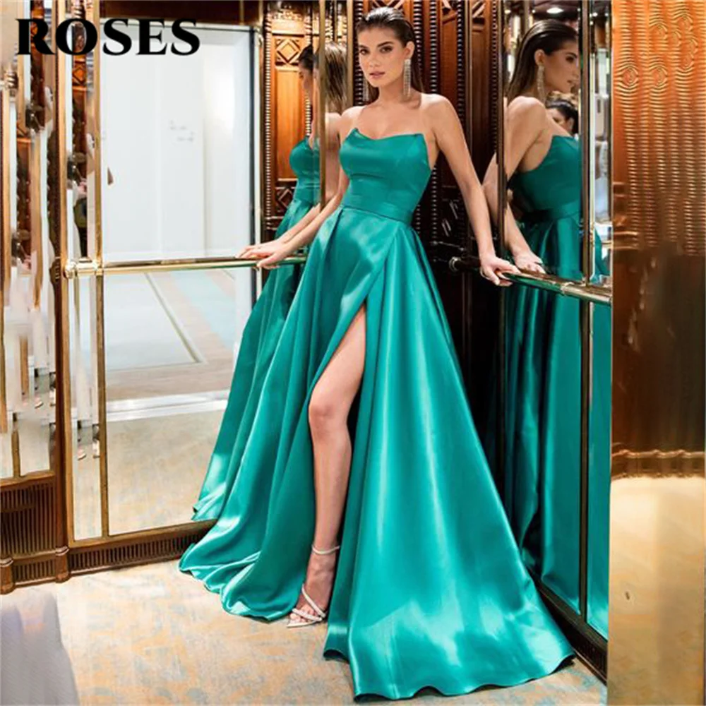 ROSES A Line Stain Evening Dresses Green Charming Prom Dress With High Split Party Dresses Free Shipping vestidos de noche
ROSES A Line Stain Evening Dresses Green Charming Prom Dress With High Split Party Dresses Free Shipping vestidos de noche