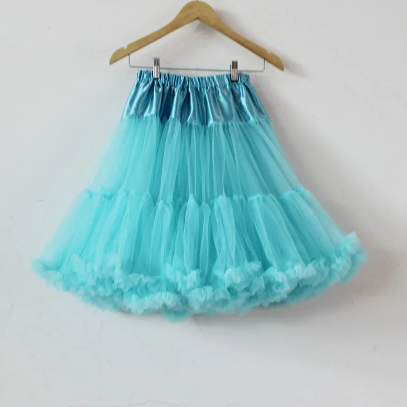 

60CM Turquoise Fluffy Adult Tutu Skirt Princess Soft Chiffon Women Pettiskirt